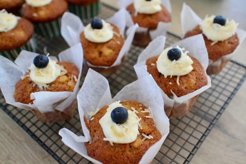 Banana and Blueberry Muffin Directions
