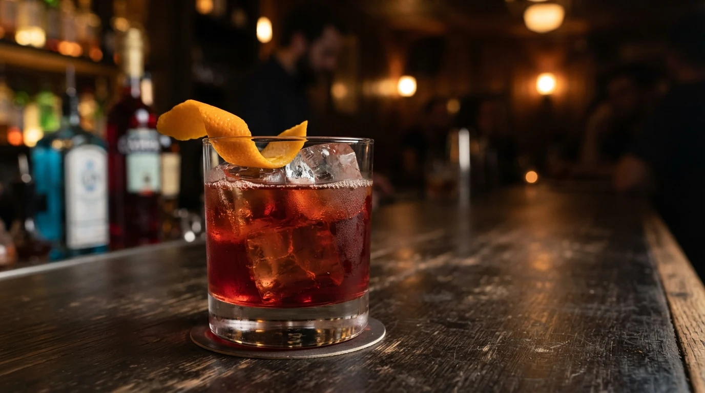 Negroni cocktail in a glass