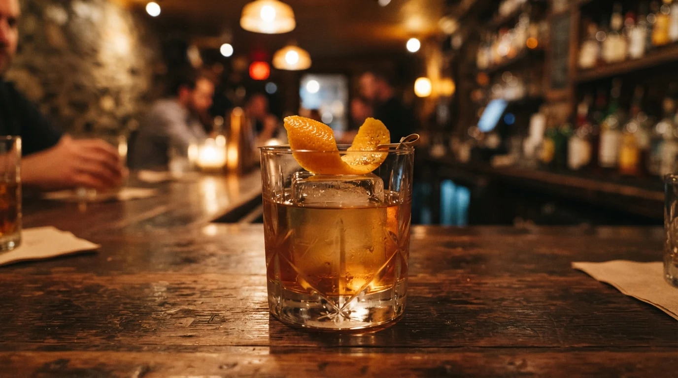 Old Fashioned cocktail in a glass