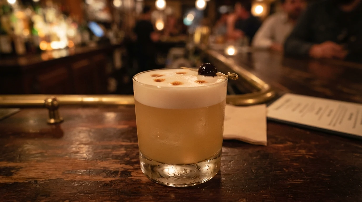 Whiskey Sour cocktail in a glass